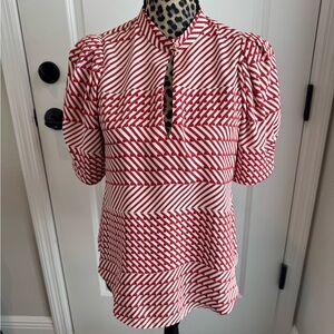 Joie Red and White Striped Women's Top Size Medium